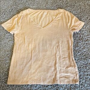 Like new. Never worn J. Crew Light Tan V-Neck Short Sleeve Tee